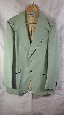 Vintage 70s Phoenix Mint Green Textured Sport Coat Blazer with Contrast Stitchin